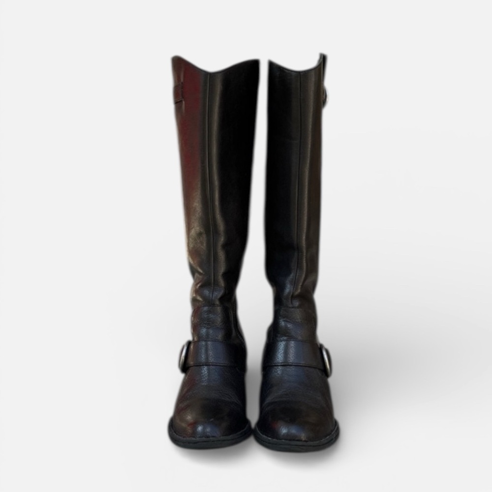 Born Shaylee Tall Leather Boot in Black w/ Buckle Accent Women’s Sz 7 1/2 - Picture 3 of 13